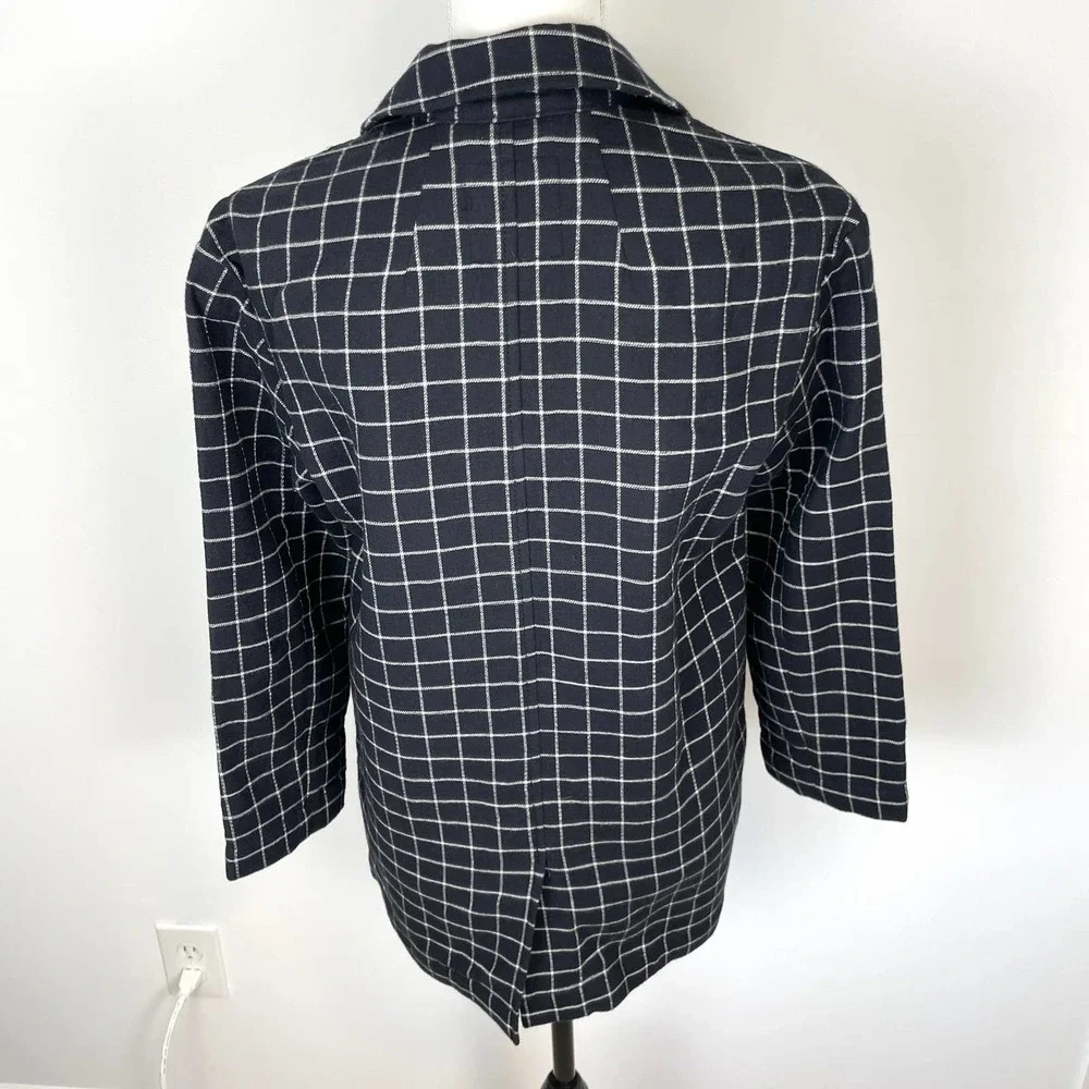 Madewell Waffleback Shaw Blazer In Windowpane Black White Size XXS New - Picture 10 of 16